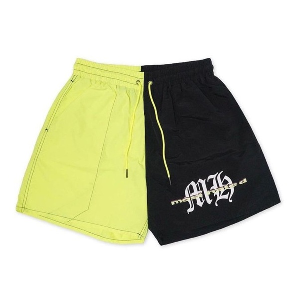 Most Hated Los Angeles Nick Young Neon Yellow & Black Color Block Shorts Large - Picture 1 of 4